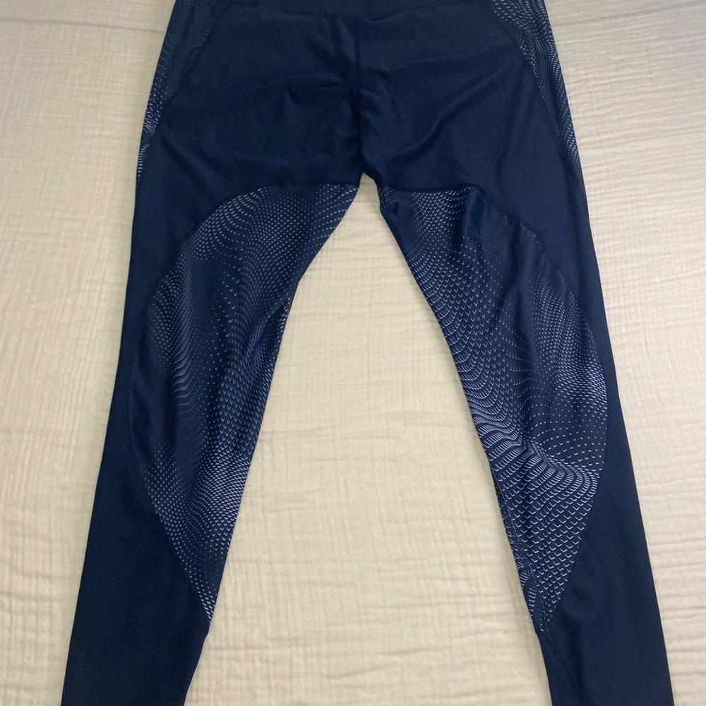 Nike Dri Fit Blue White Geometric‎ Wave Full Length Leggings Womens 1X